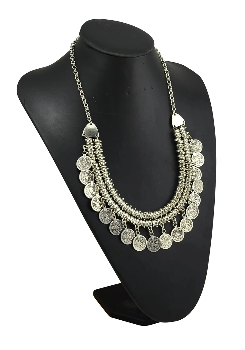 Bohemian Türkische Ethnische Metall Gypsy Strand Halsband Bib Münze Quaste Kragen Halskette Für Frauen Indischen Charme Turk Party Schmuck – Detail 3