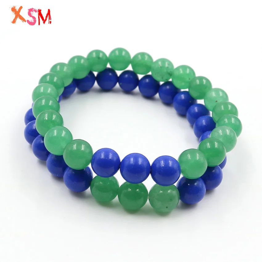 xinshangmie 2Pcs/set Fashion Design Crystal Reiki Prayer Stones Charm Bracelets For Men Women Healing Balance Round Beads Bracel