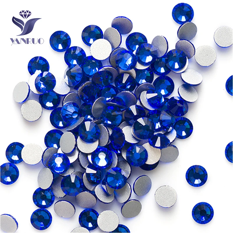 YANRUO 2058NoHF SS3-SS34 Sapphire Crystal Glass Stone Flat Back Non Hot Fix Rhinestone Glue On Strass For Nails