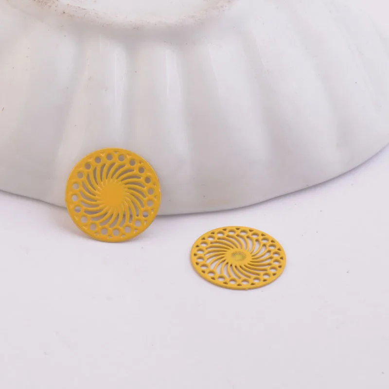 100 Stück AC1339 14mm Runder Verbinder Silberbeschichtet Kaleidoskop-Charm Halskette Ohrring Kleiner Runder Anhänger – Detail 10