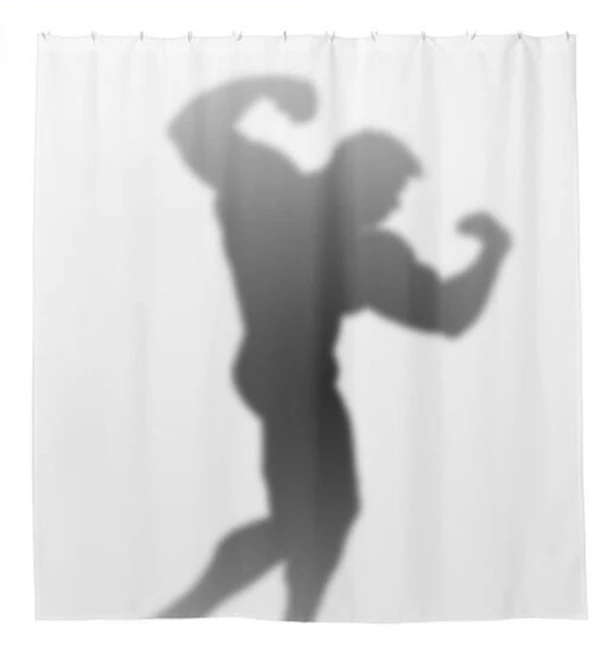 Funny Bodybuilder Man Silhouette Shower Curtain Bathroom Curtains Humor Novelty Man Show Time Fitness Gym Decoration Gifts