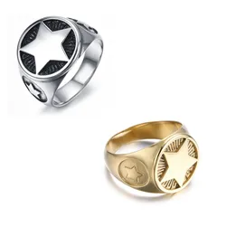 Star Titanium Steel Rings Jewelry Men Fashion Punk Rings