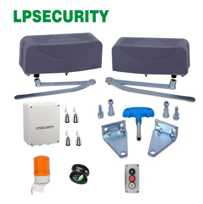 LPSECURITY 400kg per leaf Articulated Swing Gate Opener kit for  Swing Gates(sensor lamp gsm module button keypad optional)