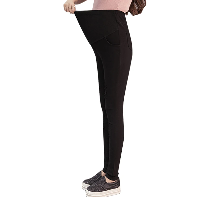 Hole pants stretch the spring and autumn period and the model of pregnant women pregnant women feet pencil pants of cultivate on