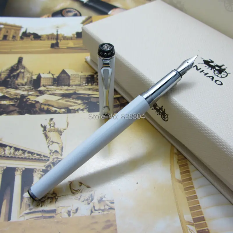 12 pcs jinhao fountain pen wholesale trade 0.5MM finance pen effort clip the top silver metal pen diamond gift pen