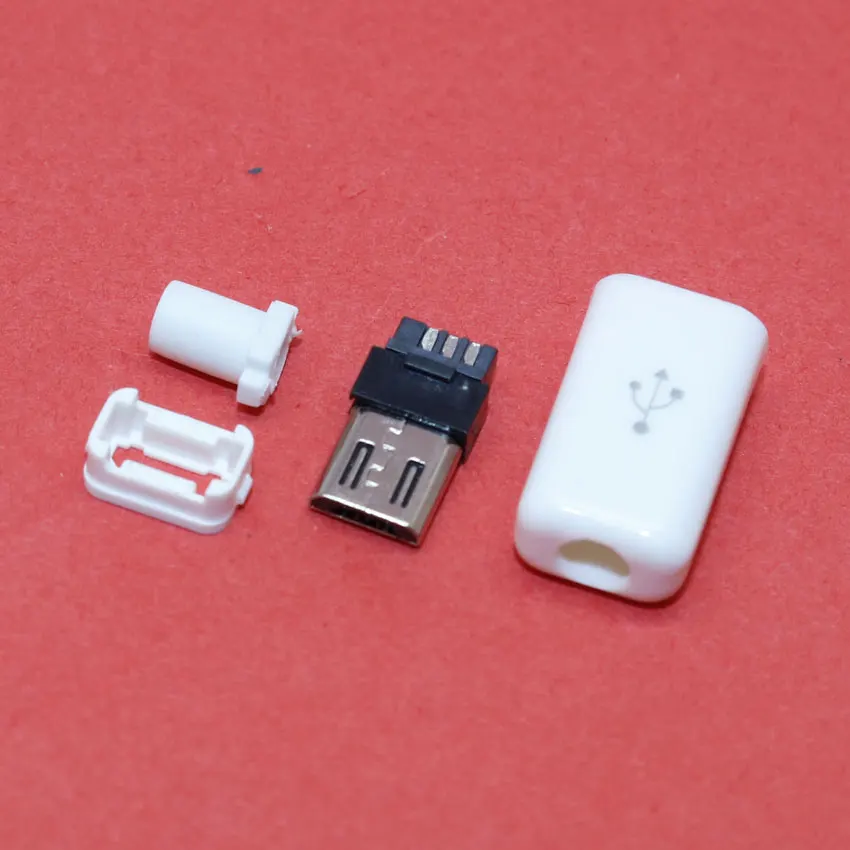 ChengHaoRan 1 Set 4 in 1 Micro USB Jack connector male plug,Micro USB Connector Tail Charging male plug,white MA-014