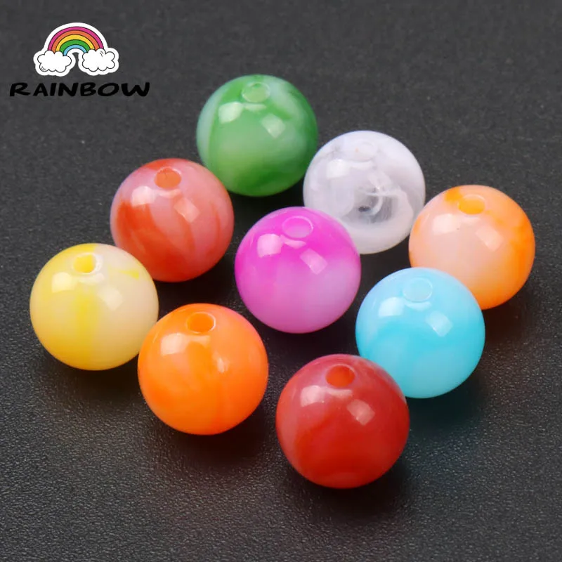 Mixed Jelly Color Gradient Acrylic Material Round Shape Spacer Beads For Jewelry Making DIY 8mm 10mm 50pcs