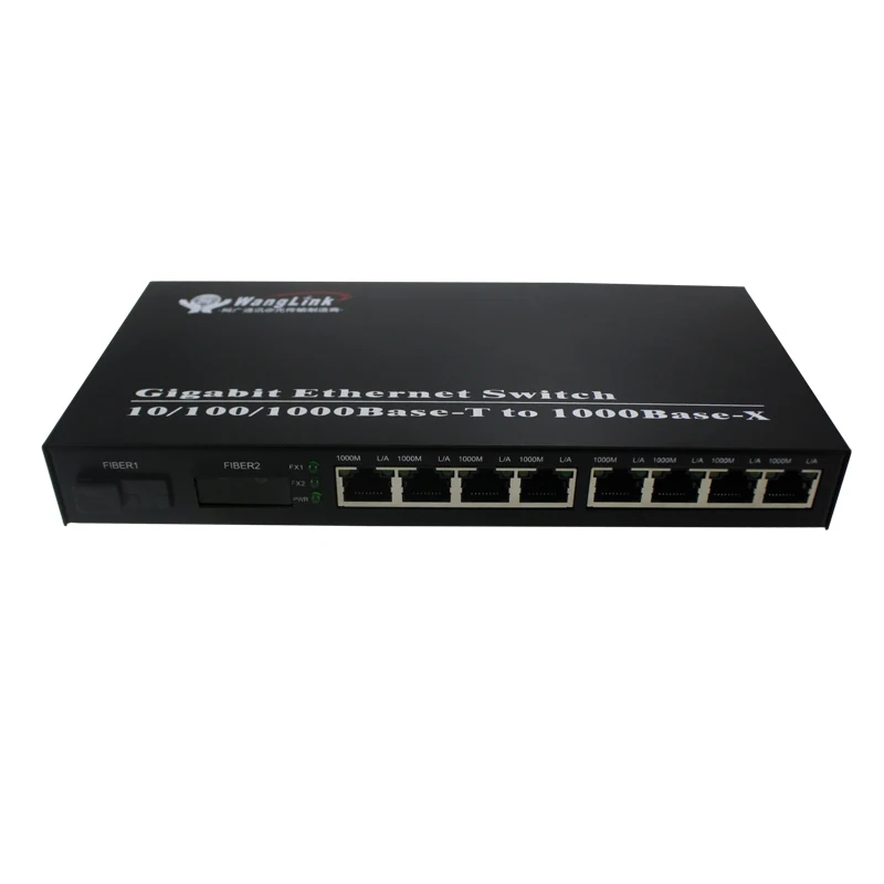 Gigabit Fiber Switch Fiber Ethernet switch  SM 1310/1550nm 20KM SC media converter 8 ethernet port