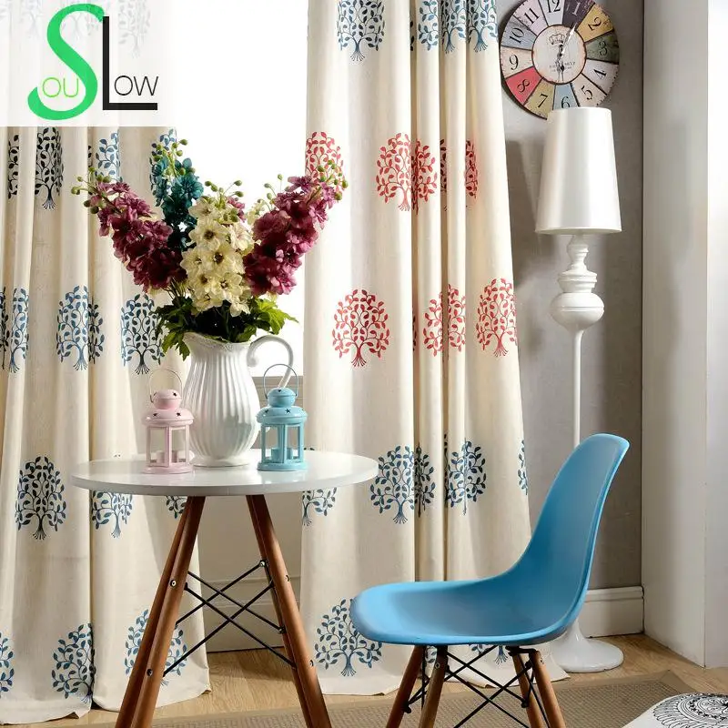 

Slow Soul mission Tree Embroidery Curtain Fresh Natural Leaves Embroidered Curtains For Living Room Tulle Kitchen Bedroom