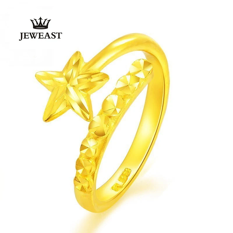 ZZZ JEWEAST 2023 Women's Pure 24k yellow gold starlight wish Living circle gold ring Fashion&Trendy Female's Rings With