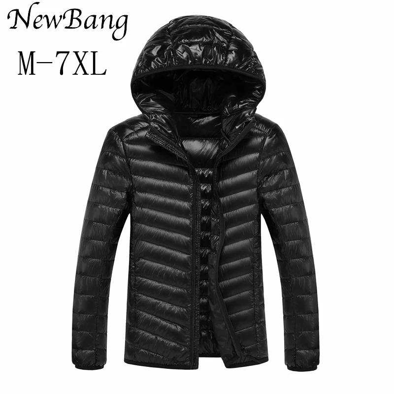 NewBang 9XL 10XL Men's Large Size Down Coats Ultra Light Down Jacket Men Lightweight Feather Hooded Warm Portable Winter Coat