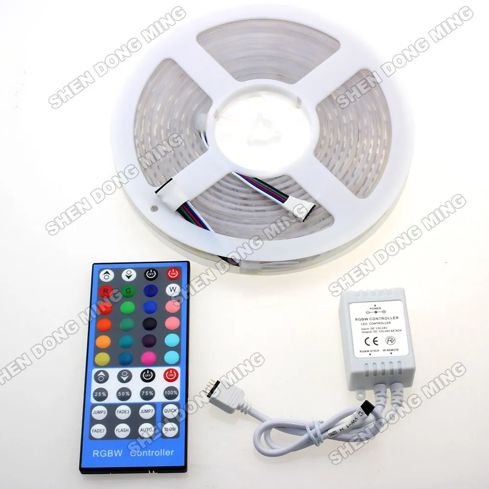 

5m RGBW RGB LED Strip tape ribbon flexible light 12V smd 5050 Waterproof IP65 40Keys IR remote control + DC12V 8A Controller