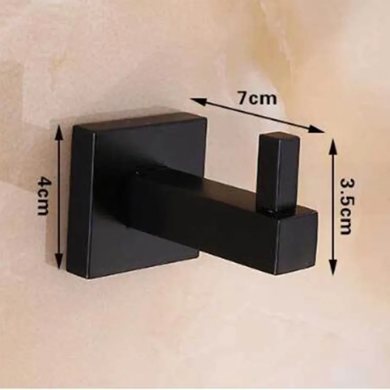 Wall Hook Black Design Modern Pure Wall Installation Stainless Steel Bedroom Clothes Square Multi-function Kitchen Hooks HYZ9157