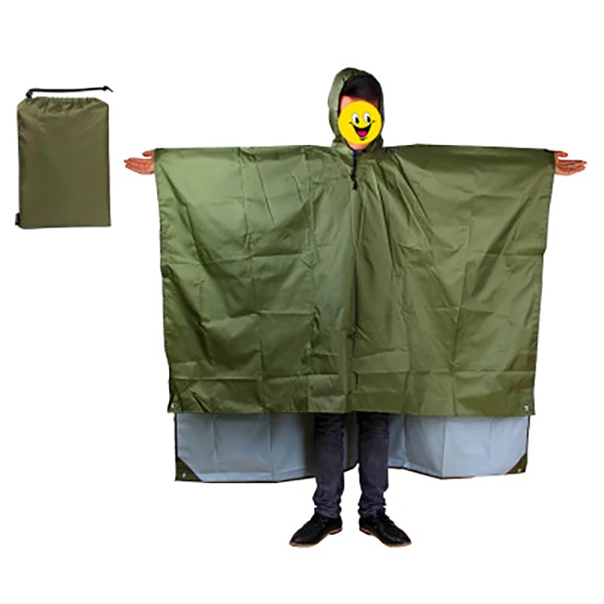 Outdoor Poncho with Hoods for Adults, 3 in 1,Raincoat,Travel, Adult Tent Mat,Backpack Rain Cover, Waterproof, Poncho for Camping