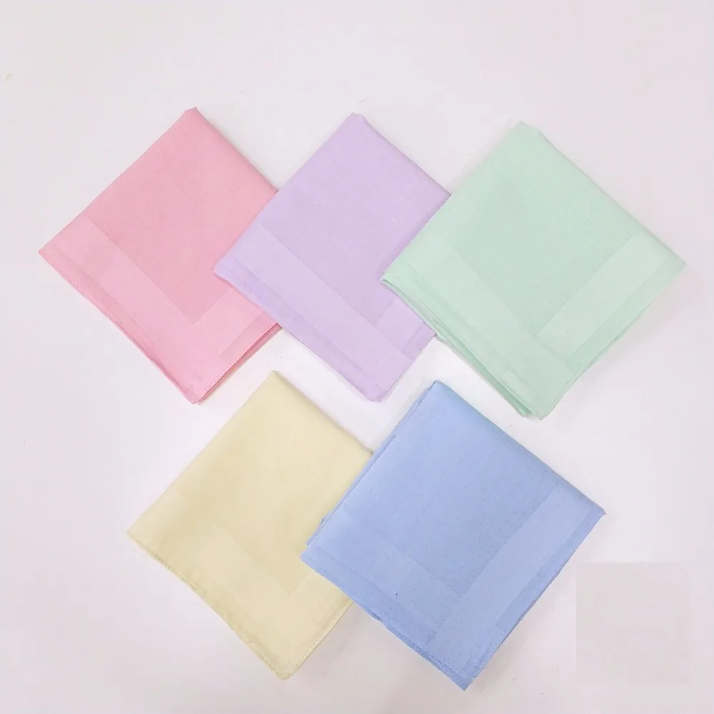 10pcs/lot satin cotton handkerchief, men\'s and women\'s candy color single pigmented handkerchief  square scarf 40cm