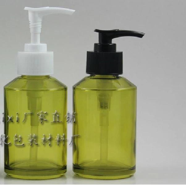 

50pcs 125ml round light green lotion bottle with black or white pump, 125 ml empty green glass ccosmetic bottle manufacturer