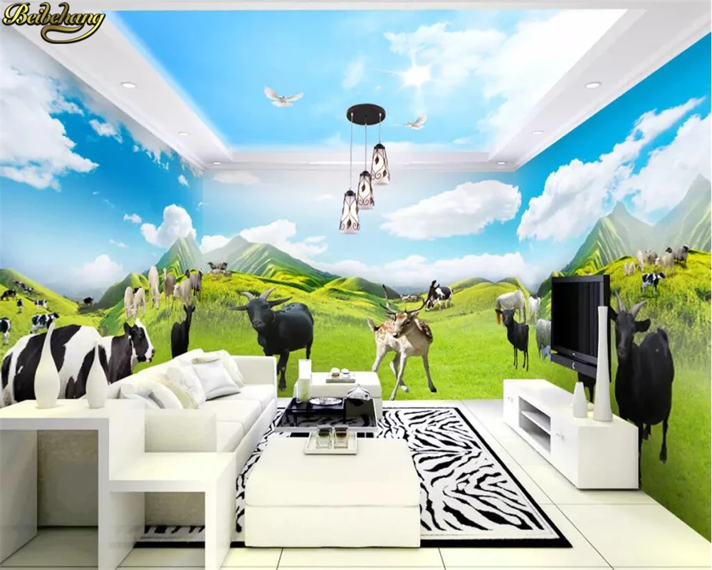 

beibehang Custom 3d wallpaper mural grassland pasture animal world theme space full house wall papers home decor papel de parede