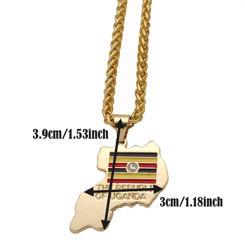 the republic of uganda National Flag pendant necklace , country map jewelry