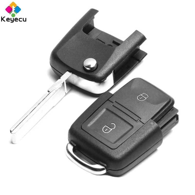 KEYECU Ulepszony zdalny kluczyk samochodowy z 2 przyciskami 433 MHz ID48 do Volkswagen Bora Polo Golf Passat Lupo Fob 5FA 007 680