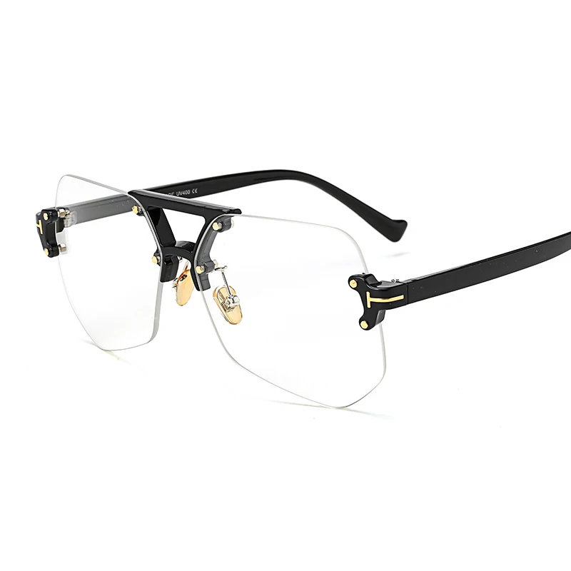 Peekaboo moda jasne przezroczyste okulary ramki dla kobiet mężczyzn 2019 mężczyzna oprawki do okularów rimless nieregularne — zdjęcie 5