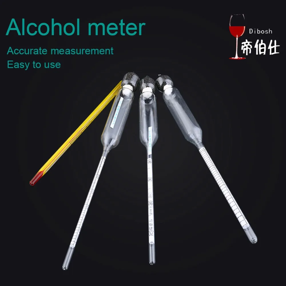 2019 HOT 3 Pcs 0-100% Alcoholmeter Alcohol Wine Concentration Meter Vodka Whiskey Hydrometer Tester Set Alcohol Thermometer