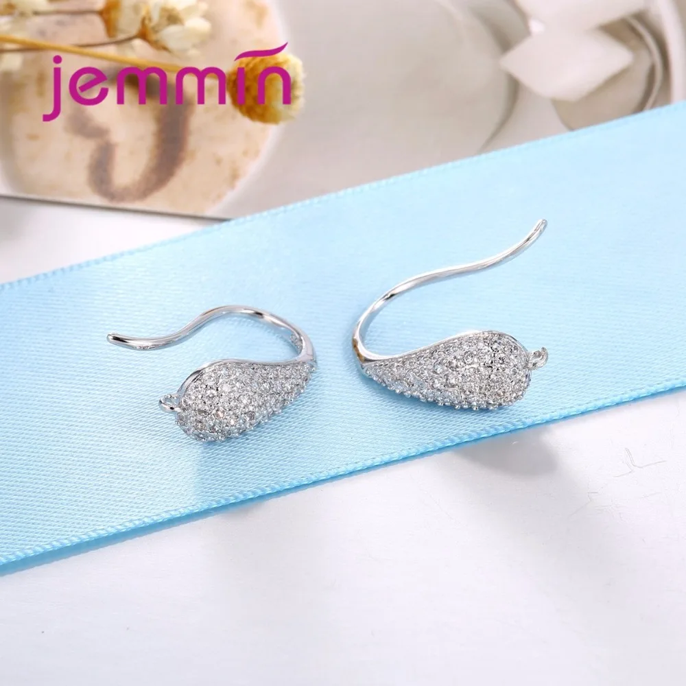 New Arrivel Jewelry Findings Hook Earrings Inset Small Rhinestone Fashion 10 PCS 925 Sterling Silver Earring Clasp for Women