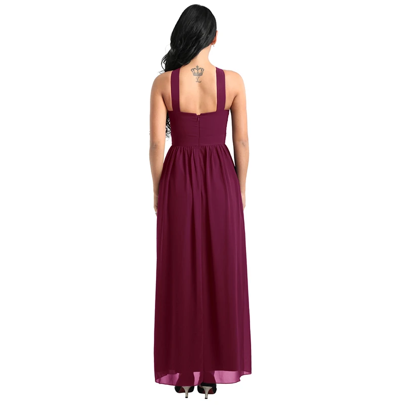 Robe longue de soirée pour femmes, Sexy, longueur au sol, Club, été, dos nu, à bandes, Maxi, demoiselle d'honneur, style Boho