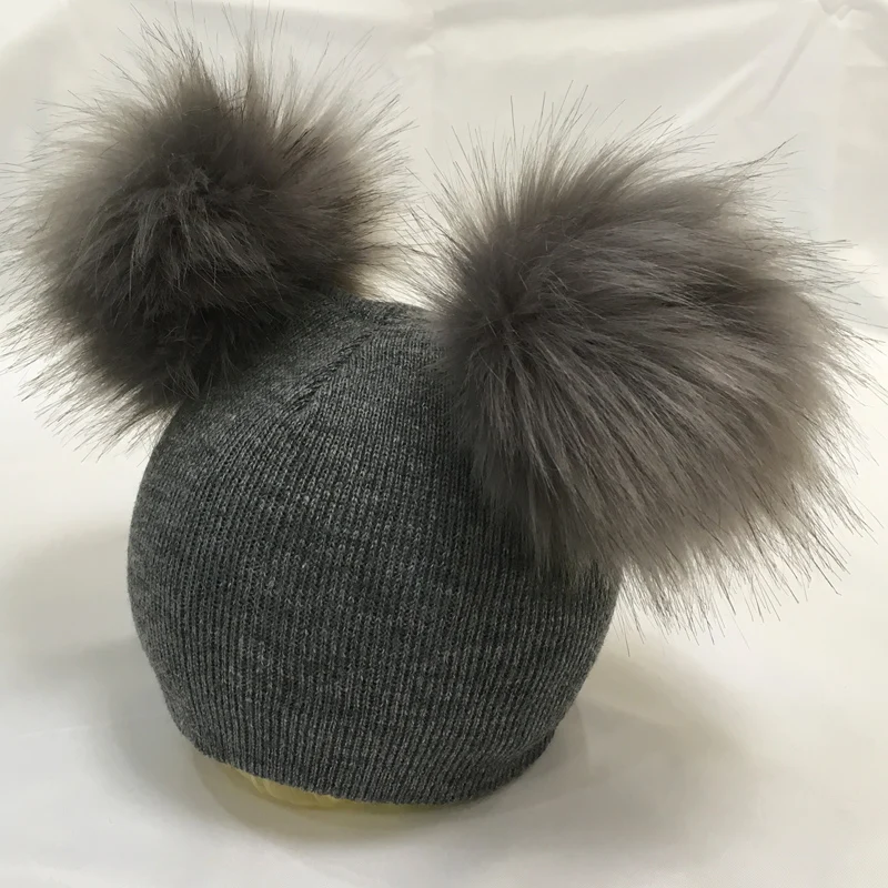 Baby Pompom Hat Winter Warmer Caps Knitted Beanie Fur Pom Pom Gorro bebe Boys Girls Kids Photography Props Cap 1pc