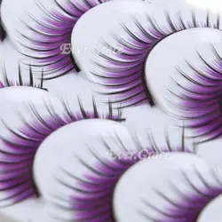 Fancy Purple Colorful Feather Eyelashes False Eye Lash Party Cosmetic Soft Long