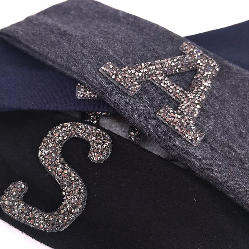 Personailzed Baby Boys Girls Rhinestones 3D letter Headbands Kids Childs 2019 Summer Casual Cotton Hairbands Headwrap School