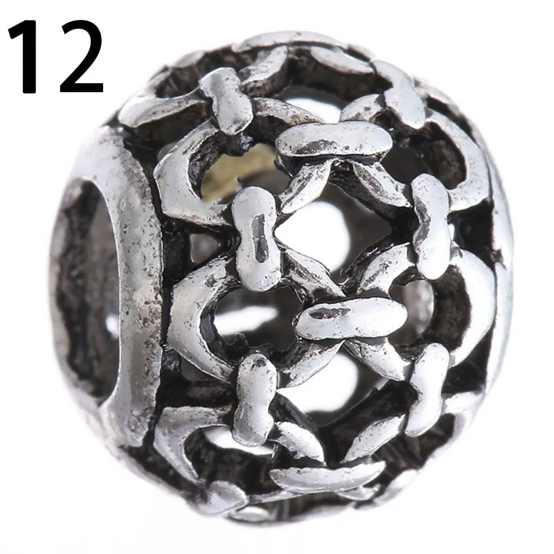 10*12mm Antique Silvercolor Round European  4.3mm Hole Big Hole Beads Spacer Bead for DIY Jewelry Making Charms Bracelet Finding