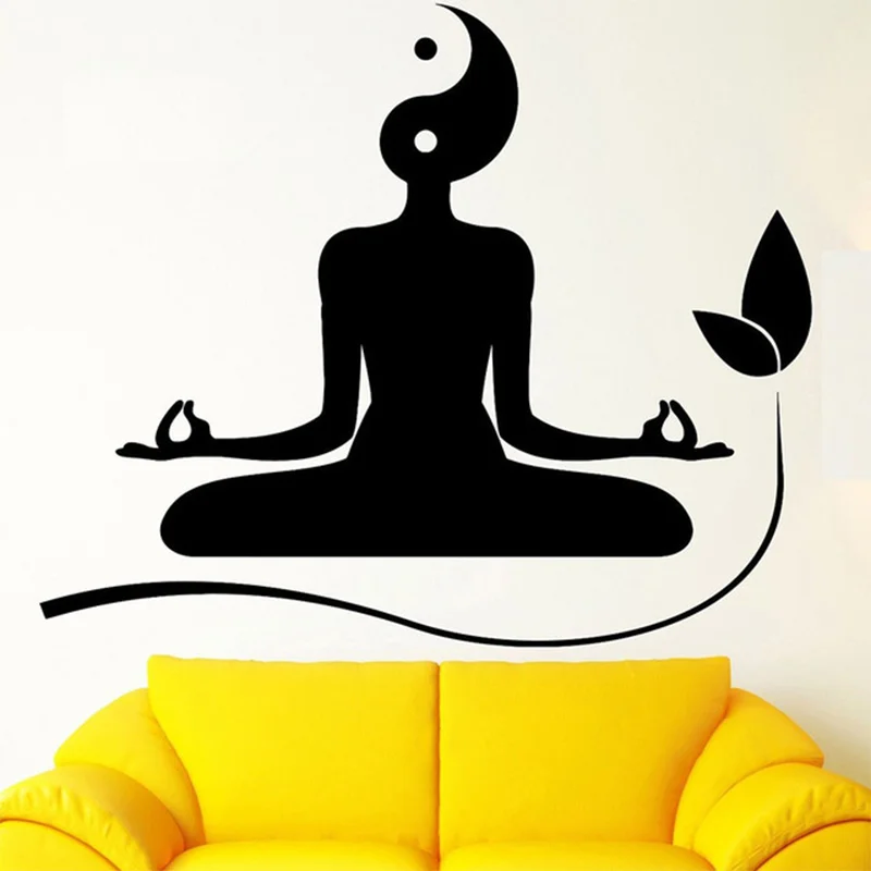 Vinyl Art Mural Sticker for Home Decor, Wall Decal, Yoga Meditation, Zen Buddhism, Yin Yan, Fitness, Many Colors, Many Colors