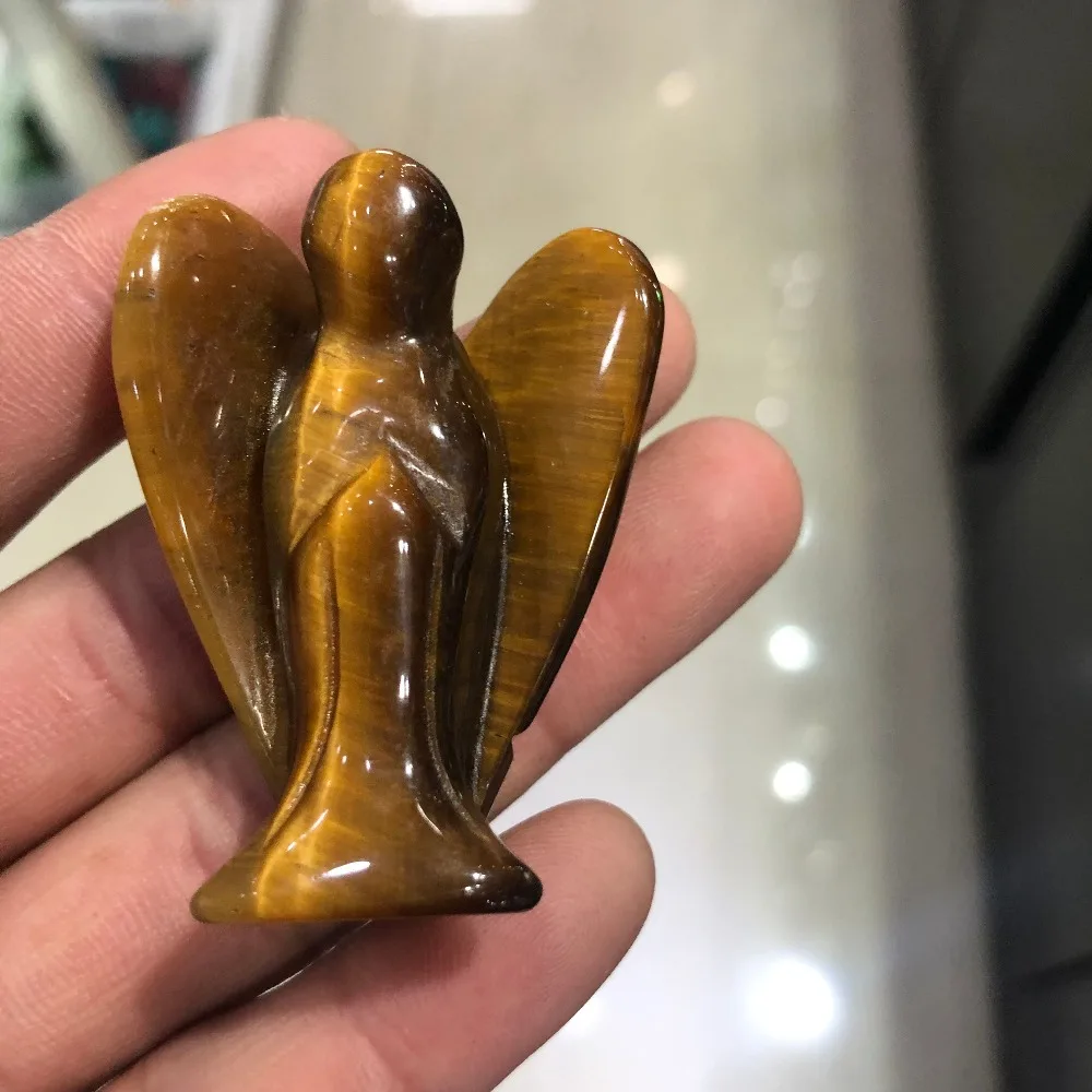 47mm Tiger eye stone carving angel statue reiki statue crystal healing energy