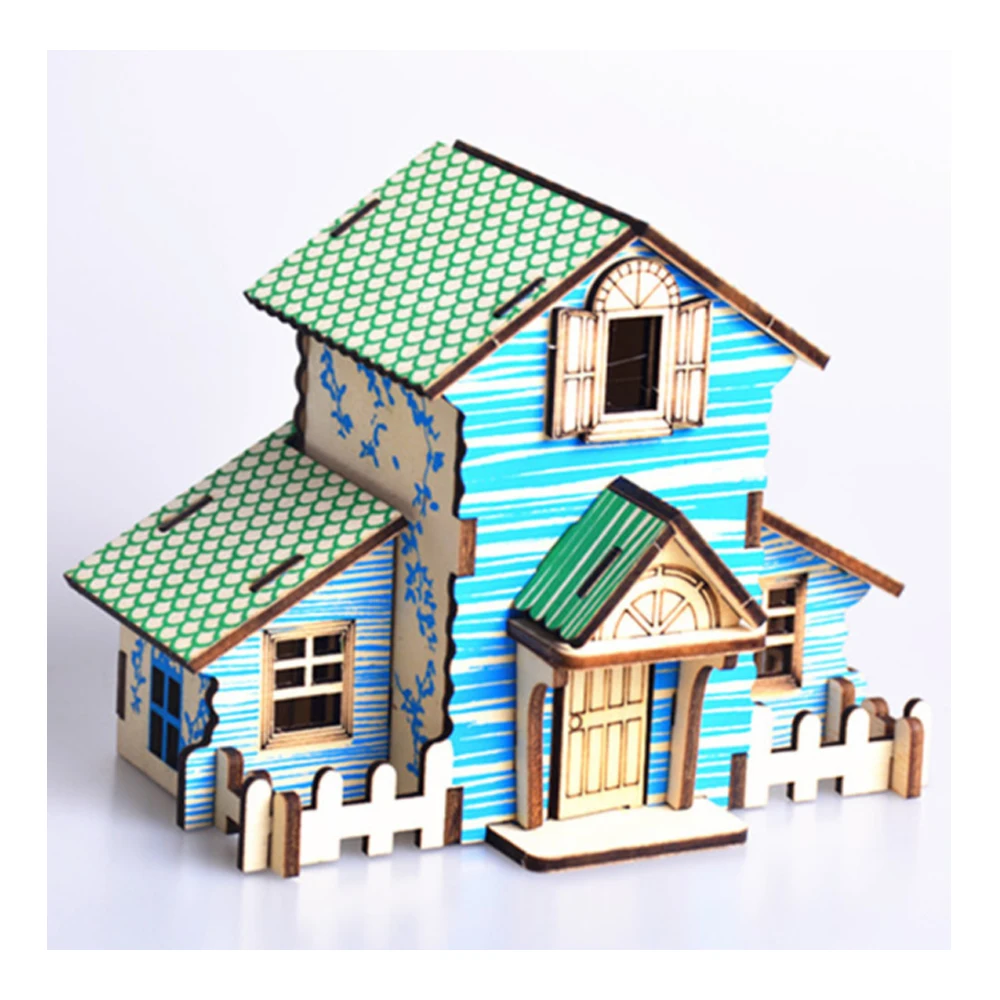 DIY Model speelgoed 3D Houten Puzzel-Boshut Houten Kits Model Educatief Puzzelspel Assembleren Speelgoed Cadeau voor Kinderen Volwassen P2