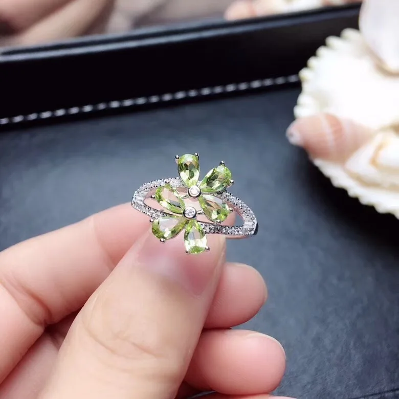 Peridot Cincin Wanita Cincin Natural Peridot Cincin 925 Sterling Silver Grosir Perhiasan Batu Permata