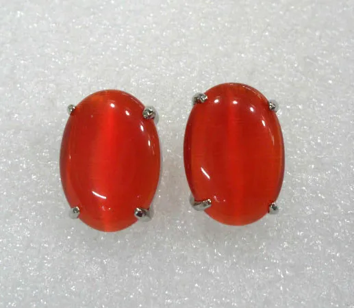 

lady's beautiful red opal bead stud earring free shipping