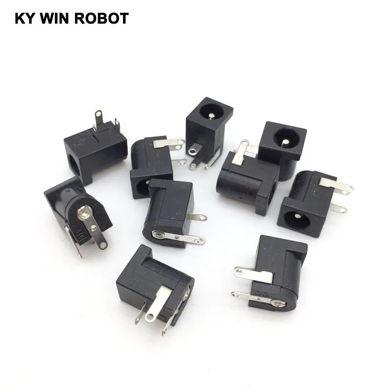 10Pcs DC-005 Black DC Power Jack Socket Connector DC005 5.5*2.1mm 2.1 socket Round the needle