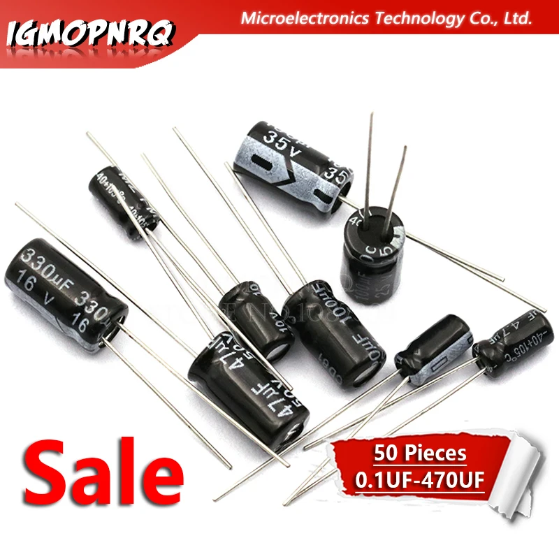 50 sztuk 50V10UF 5*7mm 0.1-470uf 10UF 50V 50V 10UF 25V 330UF 0.33UF 1UF 22UF 47UF 16V 330UF 1UF aluminiowy kondensator elektrolityczny DIP