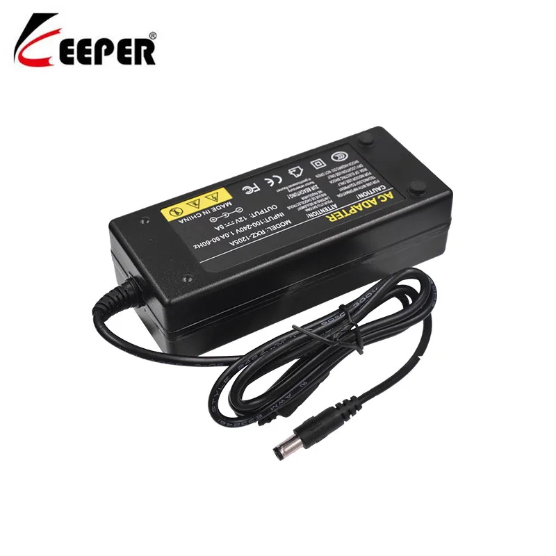 Keeper 12V5A AC 100V-240V Converter power Adapter DC 12V 5A 60W Power Supply DC 5.5mm x 2.5mm For CCTV DVR And LED Light