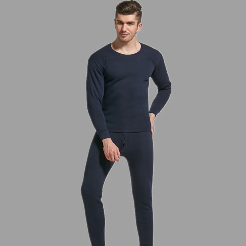 2018 autumn and winter men's plus size velvet thermal underwear  thick round neck Slim long johns M-4XL