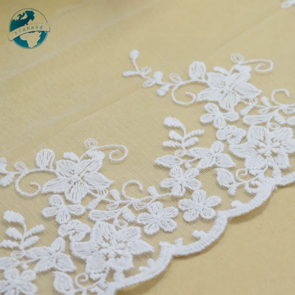 14.5cm White Cotton Embroidery Sewing Ribbon Lace Fabric Womens dresses Trim Knitwear diy Wedding Dress Garment Accessories#3006