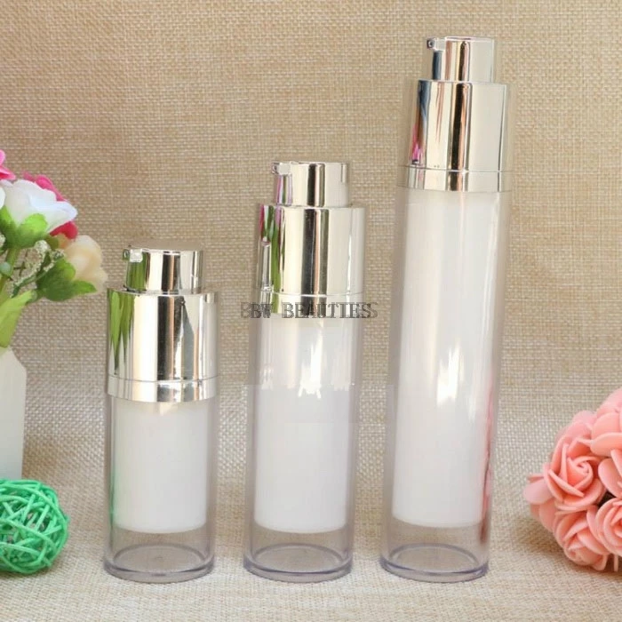 

300pcs/lot 15ml 30ml 50ml Gold Silver Rotary Airless Perfume Pump Bottle Emulsion Lotion Fragrance Containers Vacuum Bottles