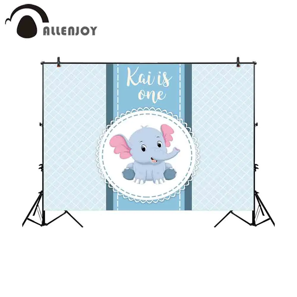 Allenjoy portrait door background custom name white lattice children cute blue elephant birthday white frame backdrop fotografia