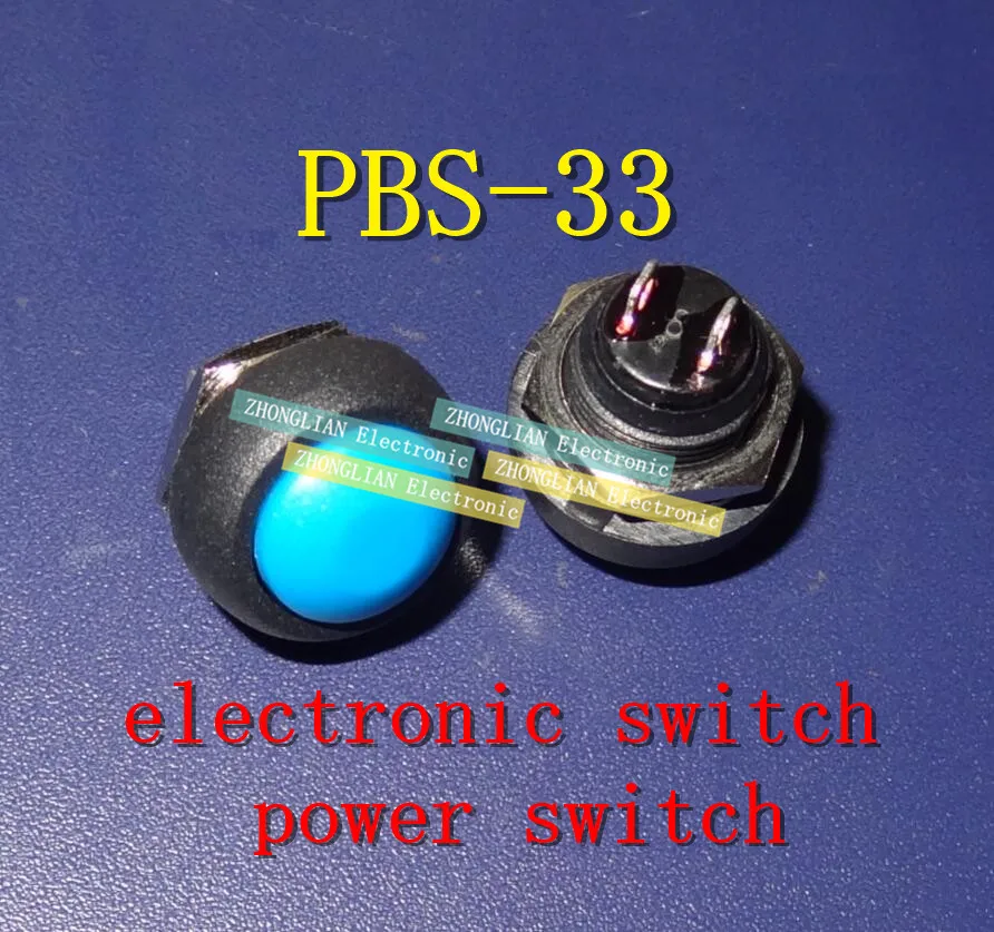 10pcs/Lot  Small button switch round button switch PBS-33B no lock reset switch Water proof switch Self reset