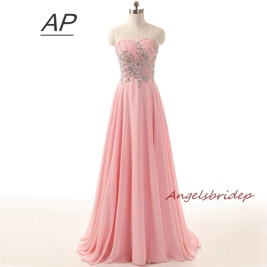 

Vestido Longo Pink Evening Dresses Chiffon Elegant Sweetheart Appliques Abendkleider 2021 Girl Party Formal Dress Fast Delivery