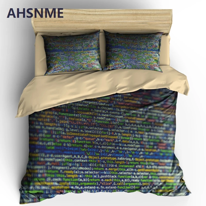 AHSNME Cumputer Code Printed Bedding Set Program Duvet Cover Sets 2/3pcs Bedlinen Cutomized Bed Cover