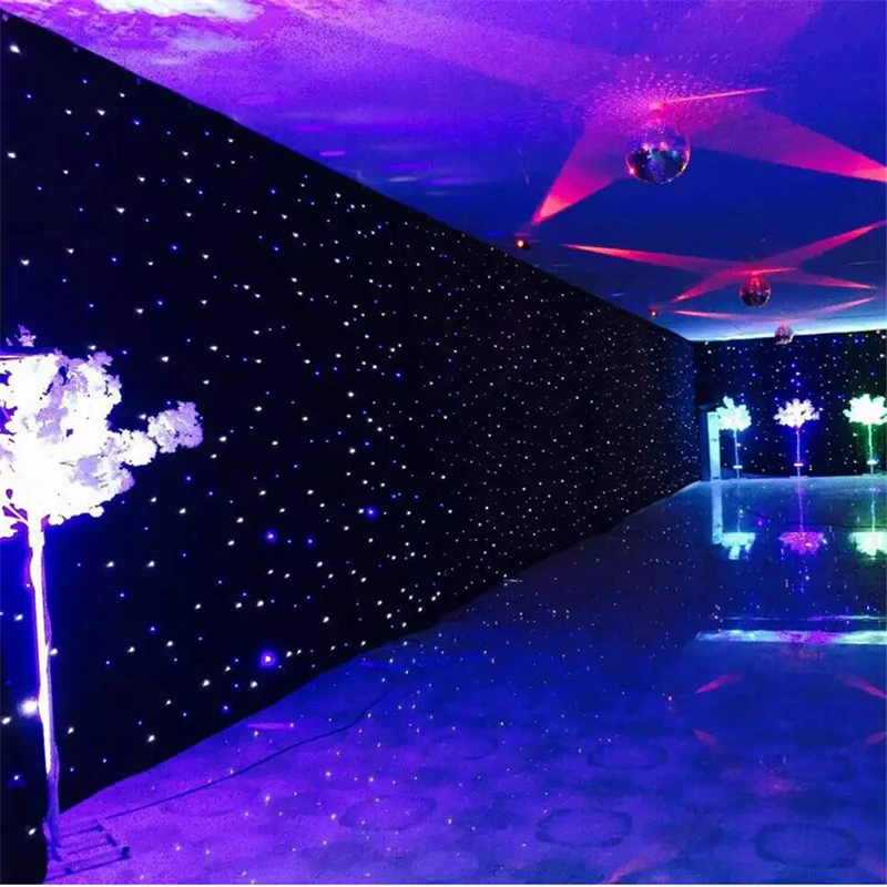 Top Quality Party Backdrop Blue&White LED Star Cloth Starry Sky Curtain DMX512 Control For Stage Pub DJ Wedding Event Shown