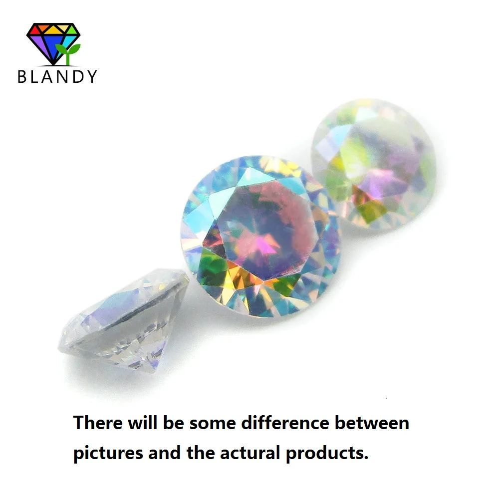 Hot Sale 1.0~10mm Round Cut  Multicolor CZ Stone Loose Plating AB Color Cubic Zirconia Synthetic Gems For Jewelry Making