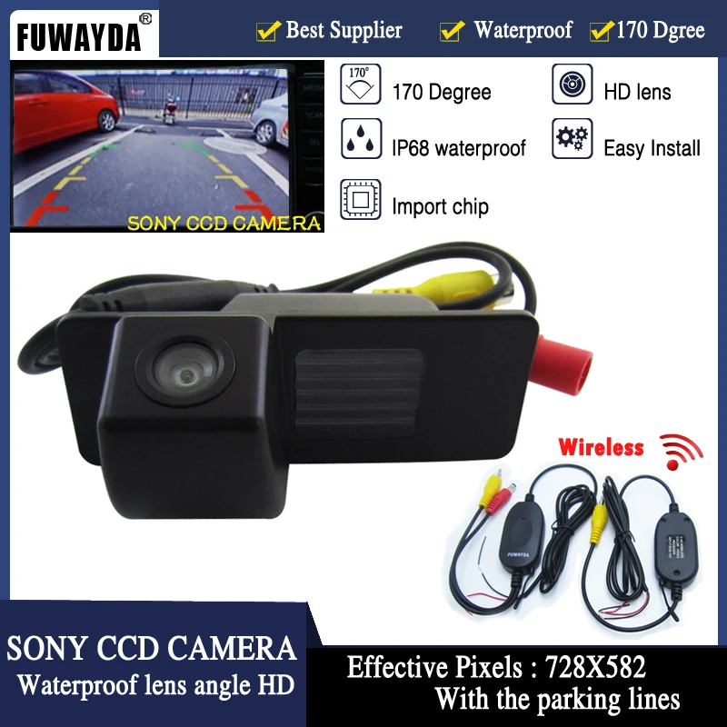 FUWAYDA Wireless HD CCD Car Rear View With Guide Line CAMERA for Chevrolet Aveo Trailblazer Opel Mokka Cadillas SRX CTS