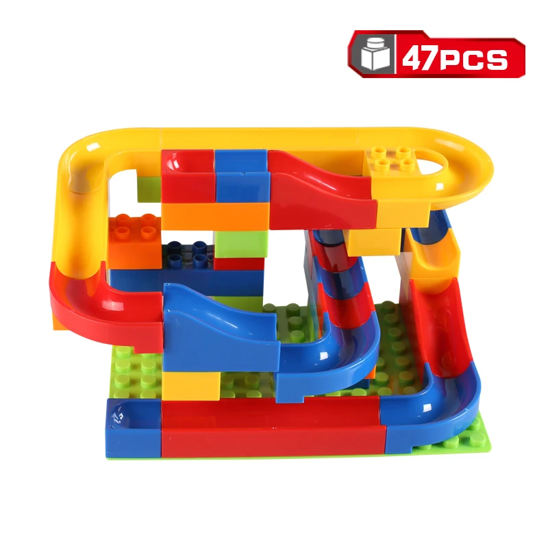 47pcs Large Particles Run Rolling Ball Rail Building Blocks Enlighten Bricks Learning Education Kids Toys For Children Gift